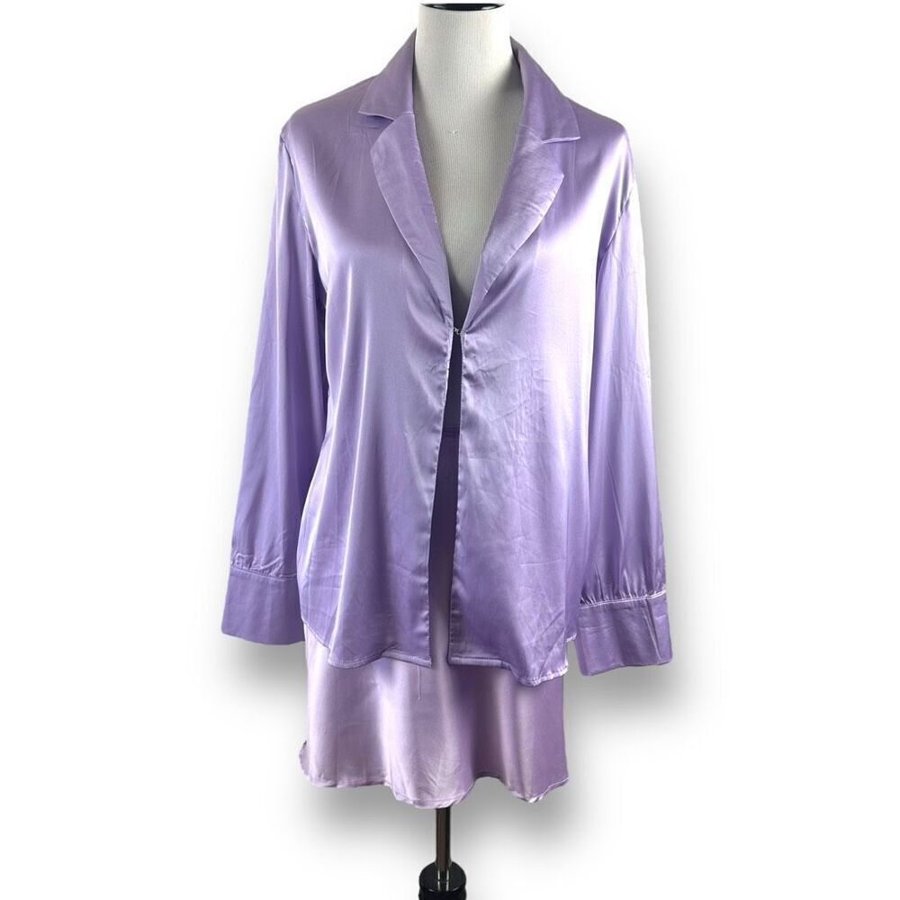 Rumours Women's‎ L Pastel Purple Satin Skirt Suit Set 90s Feminine Coquette New